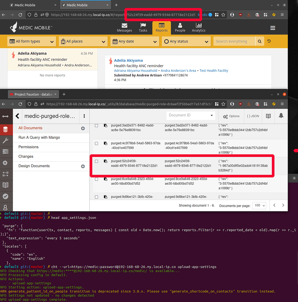 Purging not working purge all reports older than now() every 5 seconds Technical Support